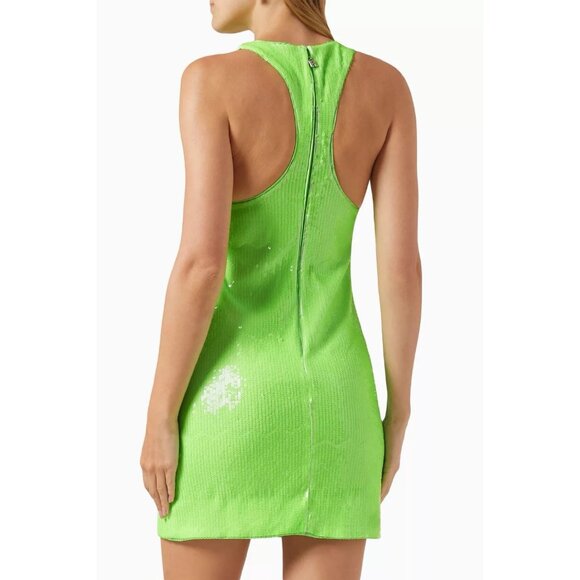 New ROTATE Sleeveless Sequin-embellished Cocktail minidress in Green Size 12 - Picture 4 of 16